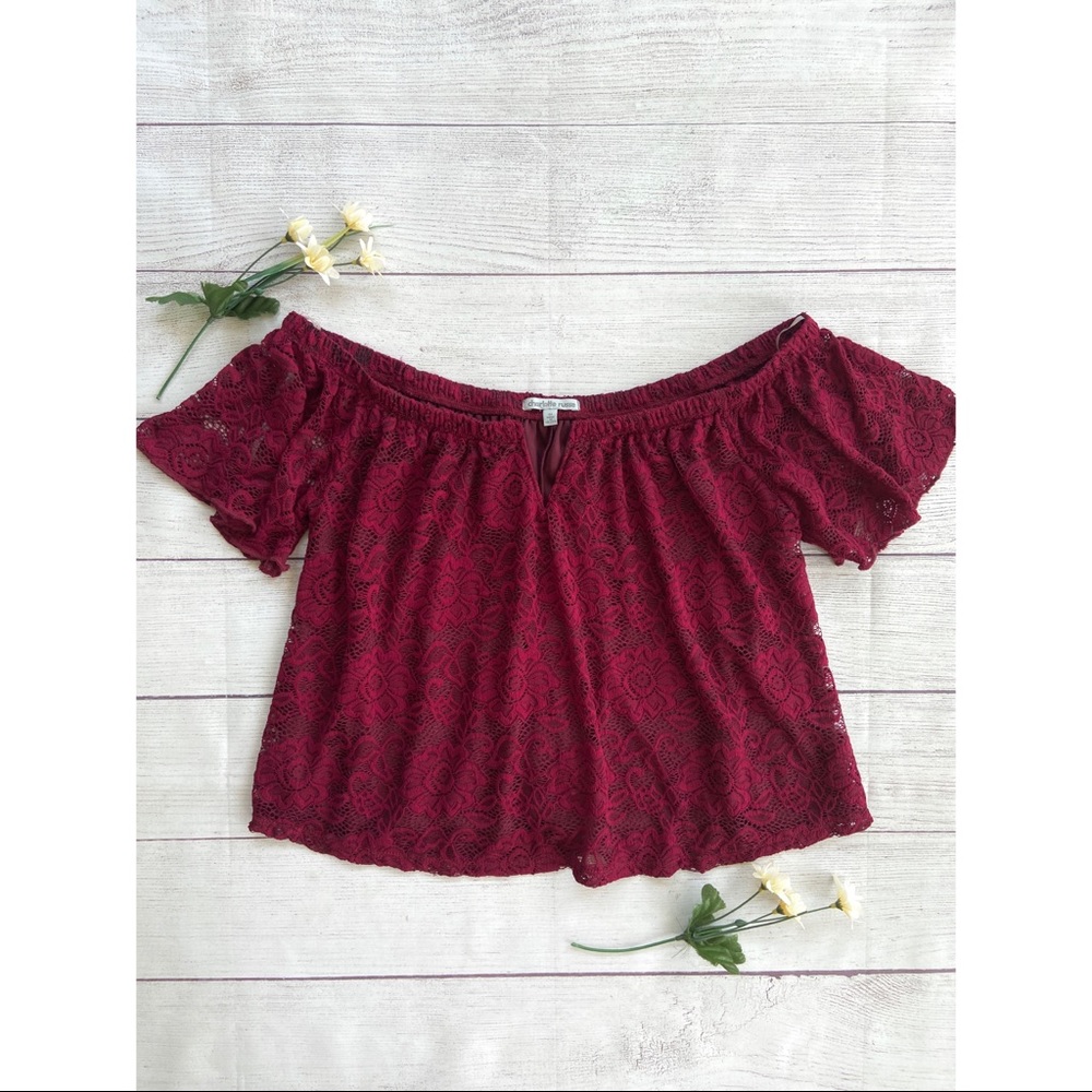 Charlotte Russe Lace Off The Shoulder Crop Top